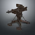 Smart Machine Design With Rusty Tripod And Machine Gun Mechanical Structure 3d model