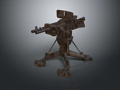 Smart Machine Design With Rusty Tripod And Machine Gun Mechanical Structure 3d model Smart Machine Design With Rusty Tripod And Machine Gun Mechanical Structure 3d model