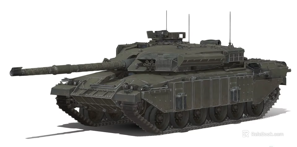 Modern Heavy Armored Military Tank With Long Barrel Tracked Chassis And Turret 3d model 