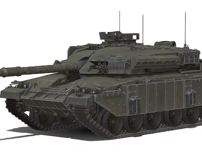 Modern Heavy Armored Military Tank With Long Barrel Tracked Chassis And Turret 3d model