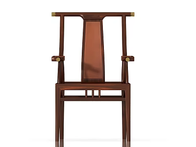 Traditional Wooden Tea Table And Chair With Classic Design Brass Accents And Dark Brown Finish 3d model
