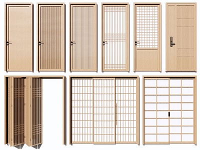 Japanese-style swing door 3d model