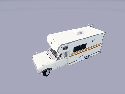 White Recreational Vehicle With Roof Equipment And Side Windows Design 3d model