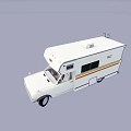 White Recreational Vehicle With Roof Equipment And Side Windows Design