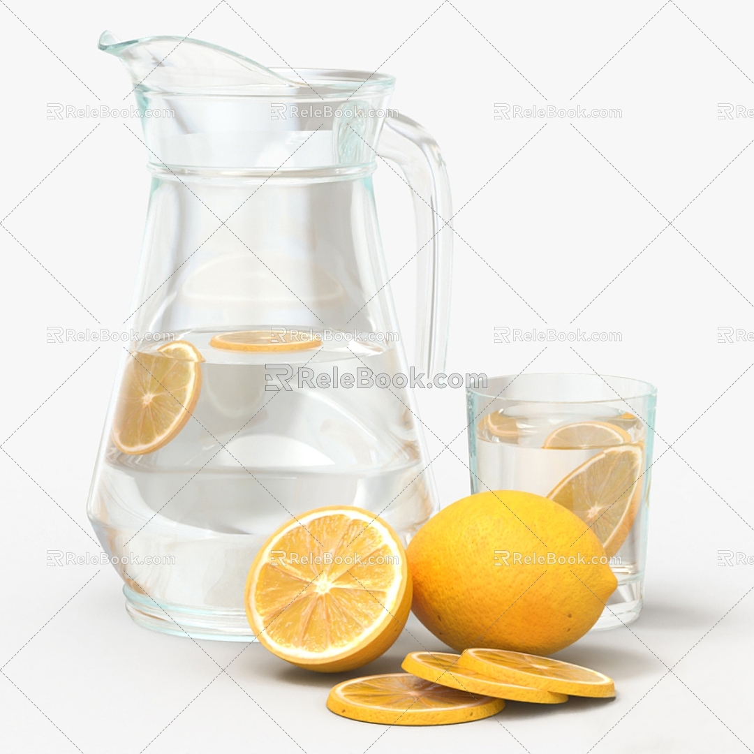 Modern Drink Lemon Water Cup 3d model