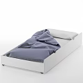 Modern Double Bed With Gray Bedding White Pillow And Simple Metal Frame Design 3d model