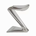 Modern Stylish Stools With Unique Z Shaped Design In White And Silver 3d model