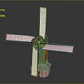 Handmade Paper Windmill Model With White Blades Brown Body And Stable Stand