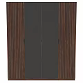 Modern Wooden Dresser with Glass Doors and Metal Handles in Sleek Slat Design