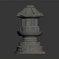 Traditional Stone Pagoda Style Architectural Structure With Carved Base And Roof