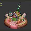 Fairy Tale Gingerbread House With Candy Decorations Lollipops And Pink Pathway