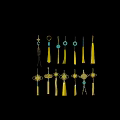 Traditional Decorative Pendants With Yellow Tassels Circular Ornaments Knotted Designs And Beaded Accents