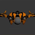 Orange Black Mechanical Weapon Robot Featuring Transparent Head And Armored Limb Design 3d model
