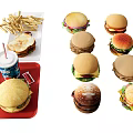 Delicious Fast Food Assortment Including Burgers French Fries And Soft Drink