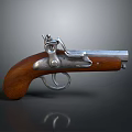 Antique Pistol With Wooden Grip And Silver Metal Components Classic Design