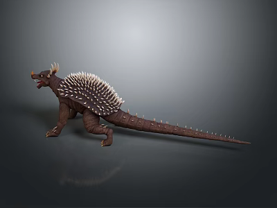 Detailed 3D Dinosaur Figure With Spiked Back Horned Head And Brown Skin 3d model