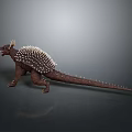 Detailed 3D Dinosaur Figure With Spiked Back Horned Head And Brown Skin
