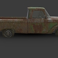 Scrap car abandoned car Ford classic pickup broken car broken car broken car low face number low model simple model game sub-era film and television level super realistic 3d model