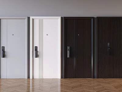 Modern Hinged Doors in White and Dark Brown Designs with Handles and Locks 3d model