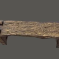 Wooden Public Bench With Natural Wood Grain And Simple Design Structure