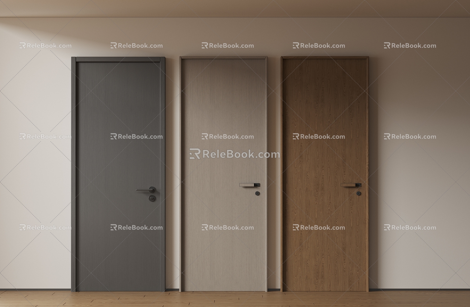 Modern Minimalist Single Door Room Door Bedroom Door Flat Door Solid Wooden Door Swing Door 3d model