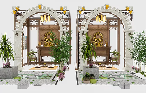 new chinese style buddha hall indoor buddha hall buddha shrine sacrificial ancestral hall buddha hall chinese style buddha hall buddha shrine ornaments 3d model
