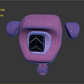 Cute 3D Scene Component With Pink Main Body Purple Ears And Gray Arrow Square
