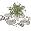 Modern Tableware Combination Vase Flower Art 3d model