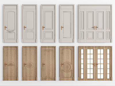 Jane door combination entry door room door kitchen glass door 3d model