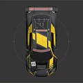 Gray And Yellow Race Car With Red Sport Logo Rear Wing And Number 18