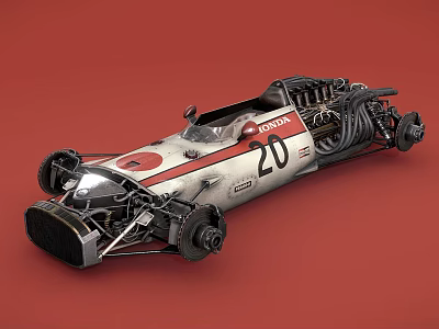 Vintage Racing Car With Number 20 Bridgestone Logo And Red Stripes 3d model