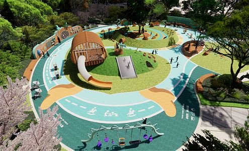 Modern children's play area 3d model