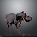 Cute Purple Pink Hippo 3D Model Standing On Gray Background With Friendly Expression 3d model