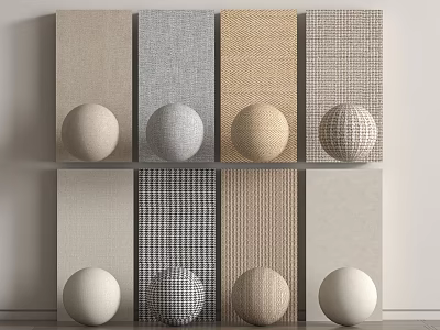 Decorative Display With Textured Panels And Spheres 3d model