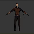 Man In Medieval Style Leather Armor With Brown Tunic Black Sleeves And Dagger
