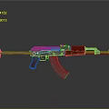 Classic Assault Rifle With Wooden Stock Red Grip And Metal Body Design