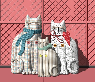 Modern kitty ornaments 3d model