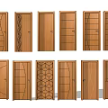 Wooden Hinged Doors With Various Panel Patterns For Home Interior Use 3d model