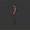 Archer Adventurer In Blue Shirt Brown Pants With Wolf Creature Companion