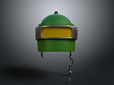 Green Weapon With Yellow Panel And Metal Edges Featuring Dome Top And Hooks 3d model