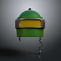 Green Weapon With Yellow Panel And Metal Edges Featuring Dome Top And Hooks