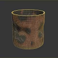 Red And Black Textured Decorative Container With Brown Base For Home Use