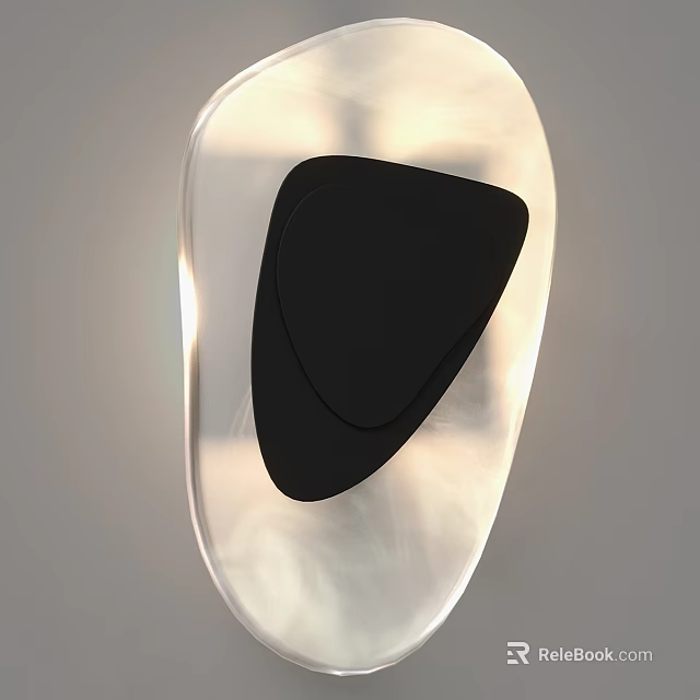Modern Transparent Wall Light With Black Central Accent And Sleek Design 3d model 
