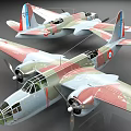 Two Vintage Twin Engine Propeller Airplanes With Camouflage Paint And National Insignia