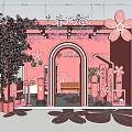 Pink Themed Floral Space With Cherry Blossom Archway And Bench In Zhongtai Scenery
