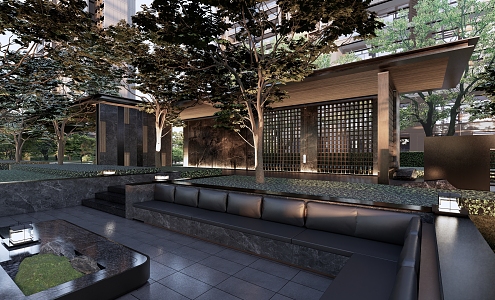 Residential landscape atrium corridor landscape 3d model