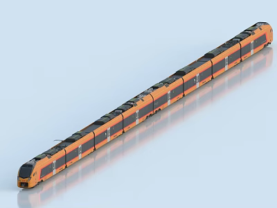 Modern Orange Subway Train with Multiple Connected Cars and Sleek Exterior 3d model