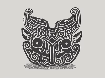 Black And White Abstract Spiral Pattern Totem Mask With Symmetrical Design 3d model