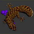 3D Rendered Brown Spotted Aquatic Animal With Purple Balls On Gray Gradient Background
