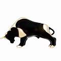 Elegant Black And Gold Bull Sculpture With Lowered Head Artistic Design